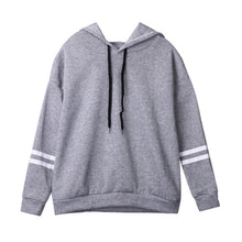 Load image into Gallery viewer, Womens Hoodie Sweatshirt Long Sleeve Striped Print Hooded Collar Lace Up Fashion Simple Jumper Pullover Tops Spring Autumn Women