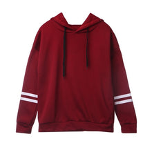 Load image into Gallery viewer, Womens Hoodie Sweatshirt Long Sleeve Striped Print Hooded Collar Lace Up Fashion Simple Jumper Pullover Tops Spring Autumn Women