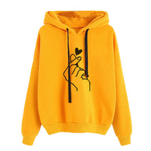 Load image into Gallery viewer, Plus Size 4XL Harajuku Women's Sweatshirt and Hoody Ladies Oversize K Pop Love Heart Finger Hood Casual Hoodies for Women Girls
