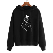 Load image into Gallery viewer, Plus Size 4XL Harajuku Women's Sweatshirt and Hoody Ladies Oversize K Pop Love Heart Finger Hood Casual Hoodies for Women Girls