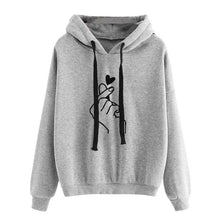 Load image into Gallery viewer, Plus Size 4XL Harajuku Women's Sweatshirt and Hoody Ladies Oversize K Pop Love Heart Finger Hood Casual Hoodies for Women Girls