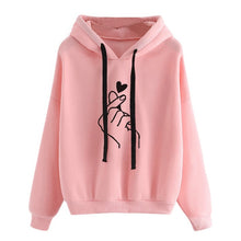 Load image into Gallery viewer, Plus Size 4XL Harajuku Women's Sweatshirt and Hoody Ladies Oversize K Pop Love Heart Finger Hood Casual Hoodies for Women Girls