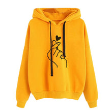 Load image into Gallery viewer, Plus Size 4XL Harajuku Women's Sweatshirt and Hoody Ladies Oversize K Pop Love Heart Finger Hood Casual Hoodies for Women Girls