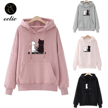 Load image into Gallery viewer, Winter Pullover Sweatshirts Women Cat Kawaii Poleron Mujer 2019 Kangaroo Pocket Hoodie School Korean Streetwear Oversized Hoodie