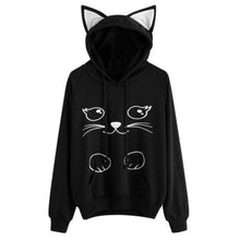 Load image into Gallery viewer, Winter Pullover Sweatshirts Women Cat Kawaii Poleron Mujer 2019 Kangaroo Pocket Hoodie School Korean Streetwear Oversized Hoodie